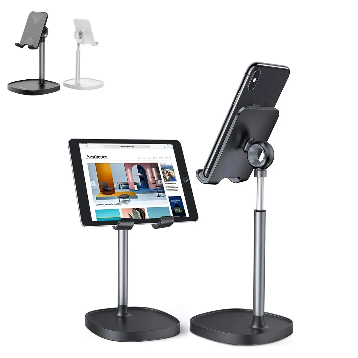 Adjustable phone stand in a modern office setting