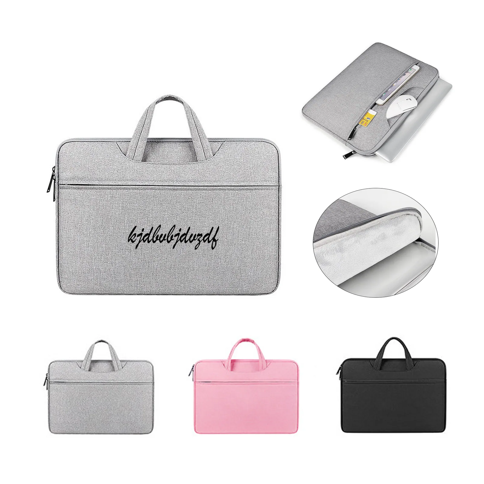 Stylish laptop handbag with smooth double zippers and handle
