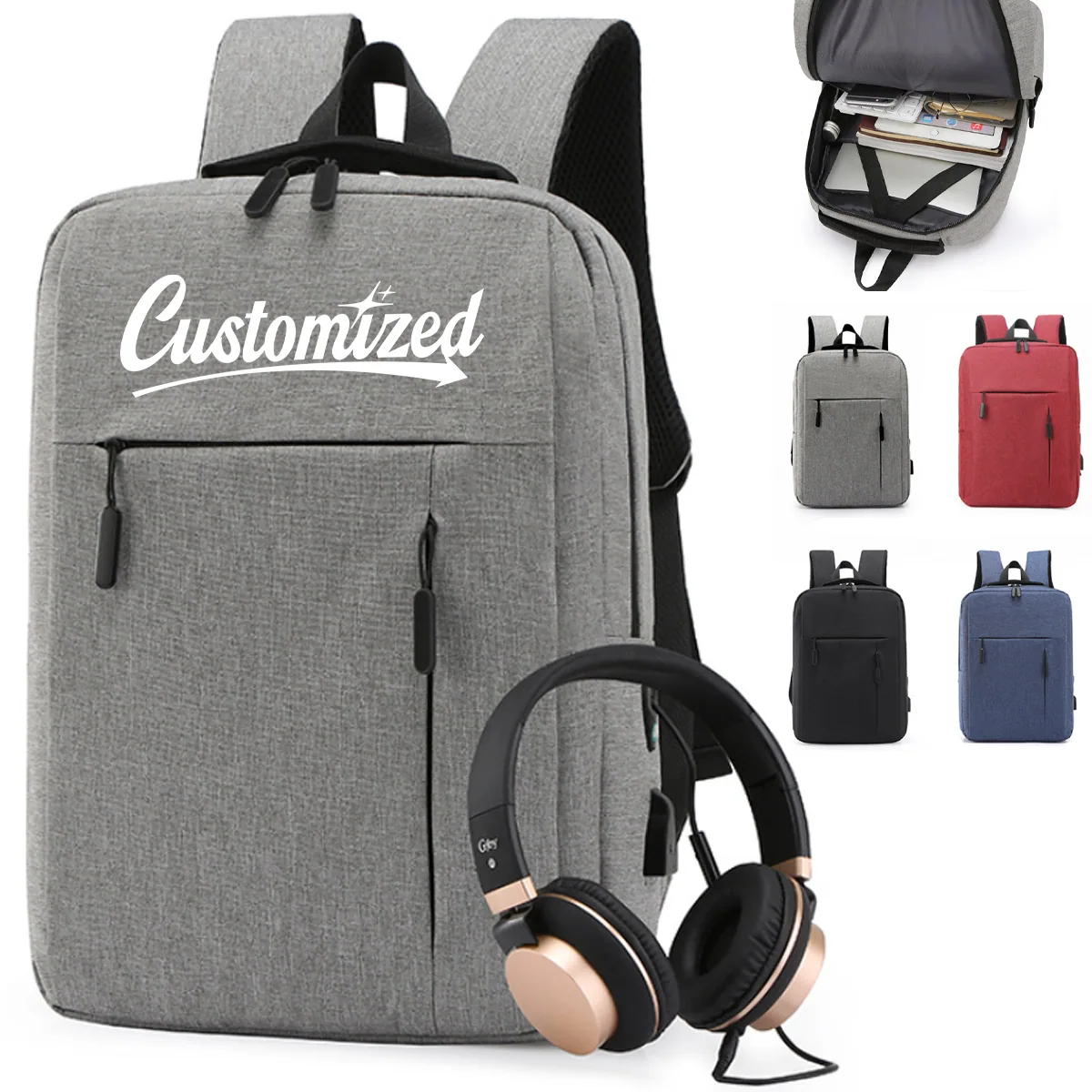 Sleek laptop backpack with USB charging port and multiple compartments
