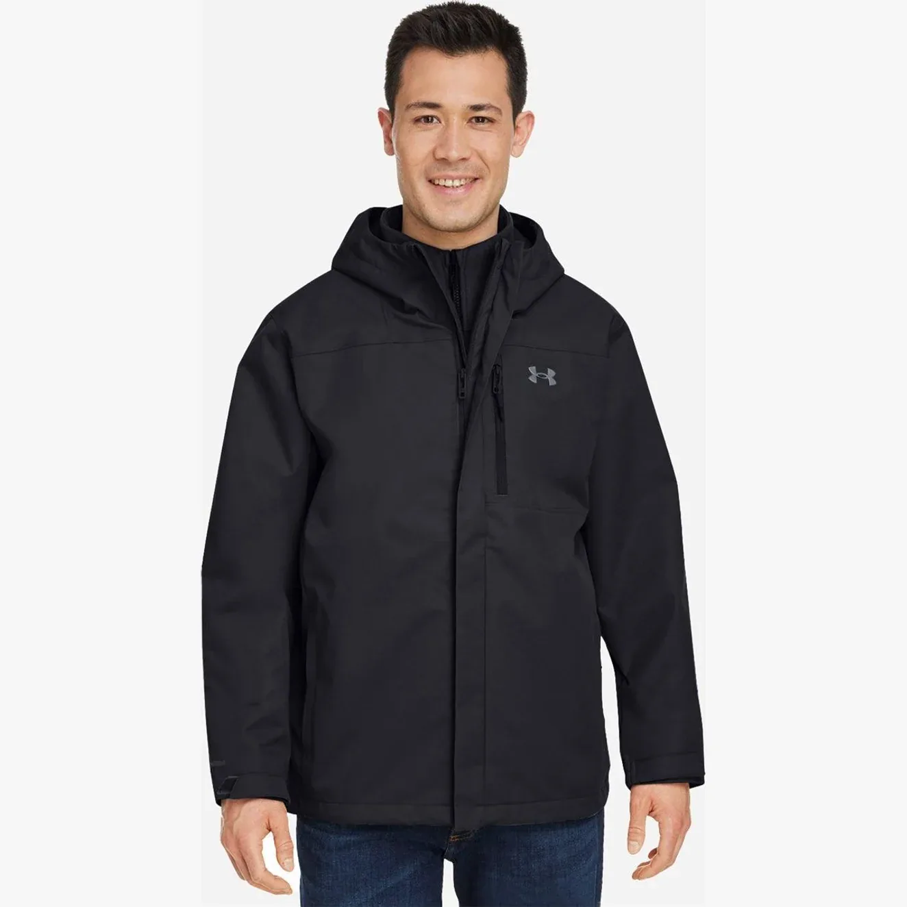 Men's 3-in-1 jacket hanging on a display