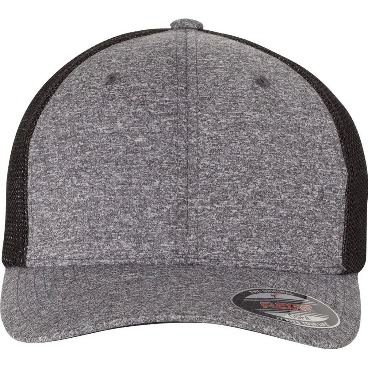 Front view of the Mélange Trucker Cap with structured design